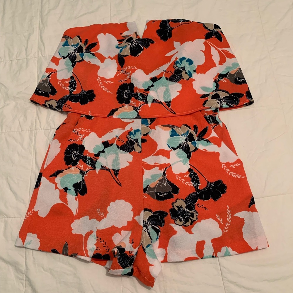 Saks Fifth Avenue Orange Floral Jumpsuit